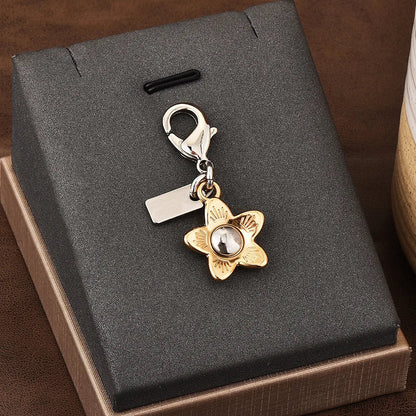 Fashion Bear Cherry Flower Keychain – Metal Y2K Letter C Bag Pendant & Car Key Ring Jewelry Gift for Women