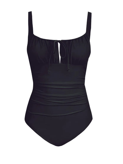 Cupshe Square Neck Drawstring One-Piece Swimsuit – Sexy Back Hook Monokini Beachwear for Women