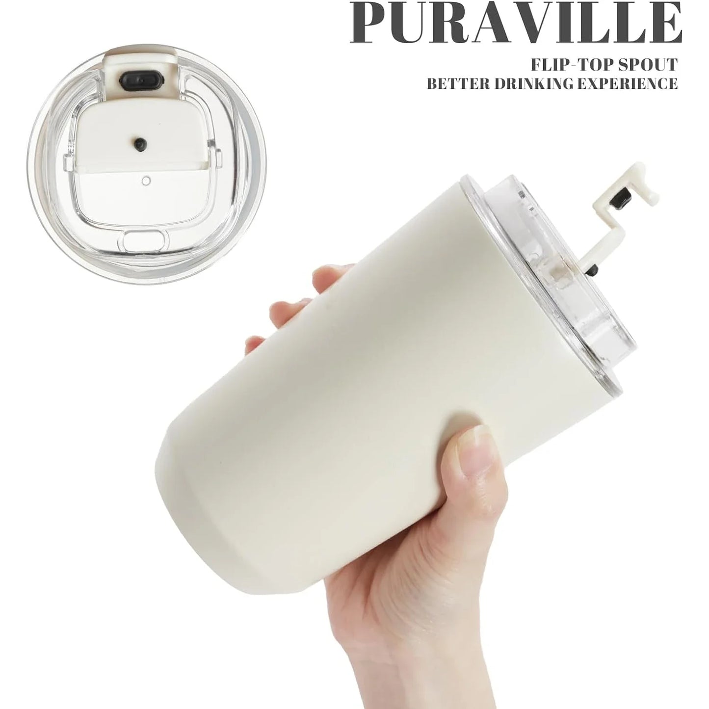 350ML Milky White Tumbler Thermos Cup - Insulated Stainless Steel Travel Mug - Vacuum Flask for Coffee and Water Bottle