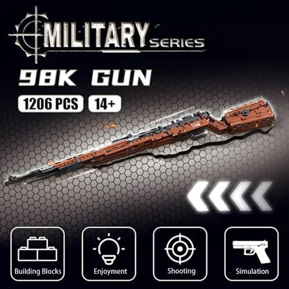 2025 New 1206PCS 98K Style Building Block Gun – DIY Military Model Kit for Boys’ Creative Toy Collection
