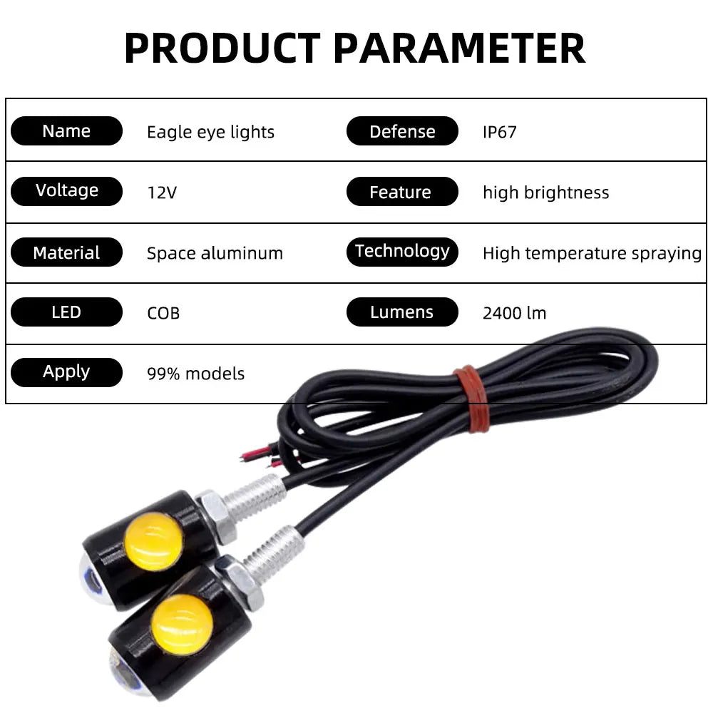 2PCS Motorcycle LED Eagle Eye Lights – Super Bright Turn Signal & Rear Tail Brake Lamps