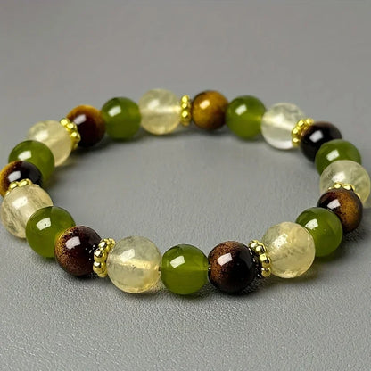 Natural Tiger’s Eye & Citrine Beaded Bracelet – 8mm Bohemian Balance Crystal Jewelry Gift for Women