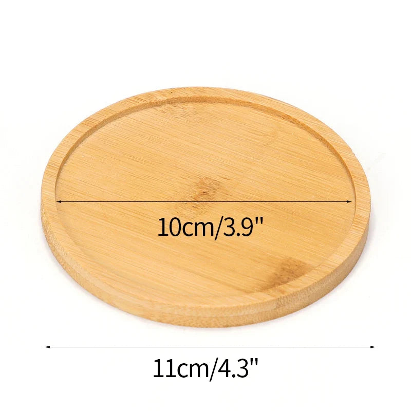 Mini Bamboo Tray Coaster – Wooden Saucer Plate for Flower Pots, Cups, and Coffee, Creative Kitchen & Home Decor Mat