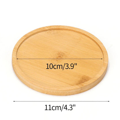 Mini Bamboo Tray Coaster – Wooden Saucer Plate for Flower Pots, Cups, and Coffee, Creative Kitchen & Home Decor Mat