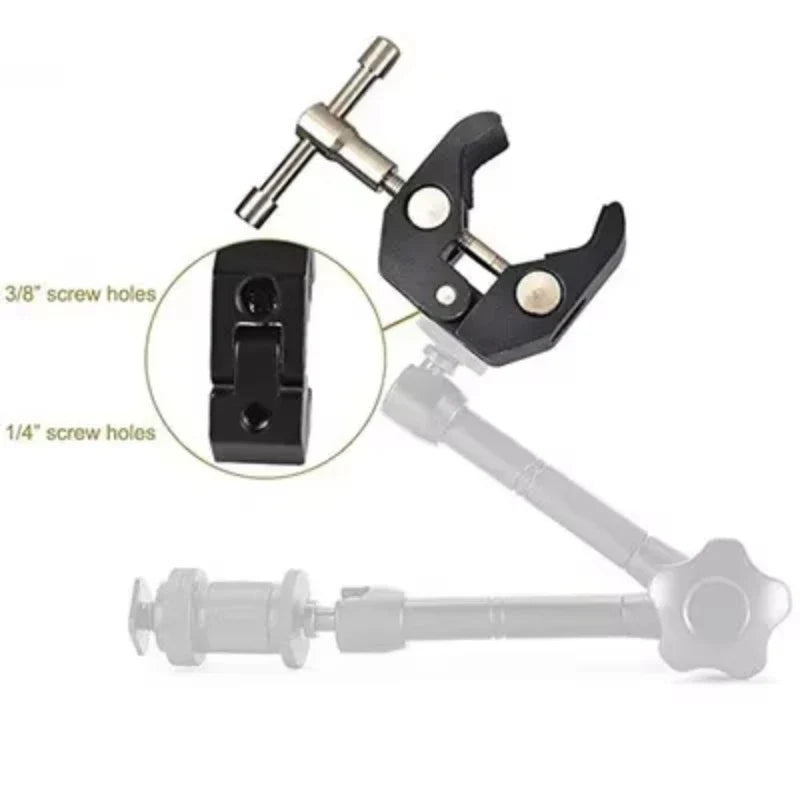 Super Clamp with 7"/11" Adjustable Magic Arm | Articulating Mount for Monitor, LED Light, DSLR Camera, Flash & LCD Video Gear