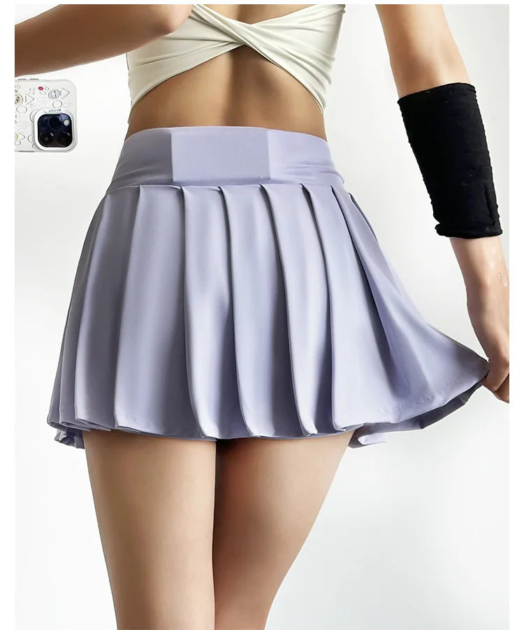Women’s Sports Short Skirt — Summer High Waist Pleated Skirt with Anti-Walk Yoga Pants, Quick-Dry Breathable Running & Fitness Wear
