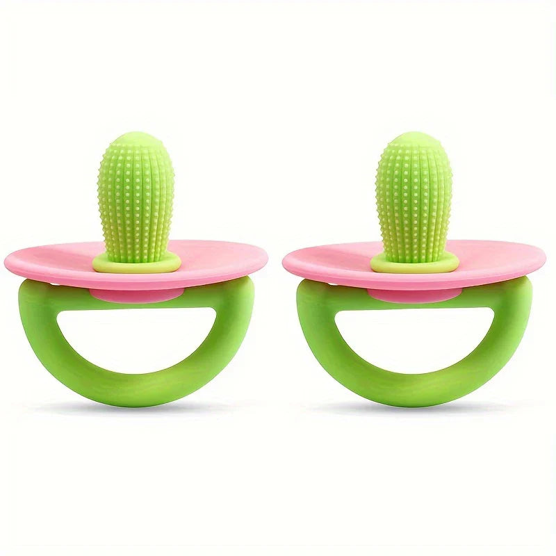 Silicone Teether Ring – Pacifier-Style Soft Teething Tool with Molar Massage Dots