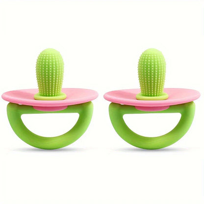 Silicone Teether Ring – Pacifier-Style Soft Teething Tool with Molar Massage Dots