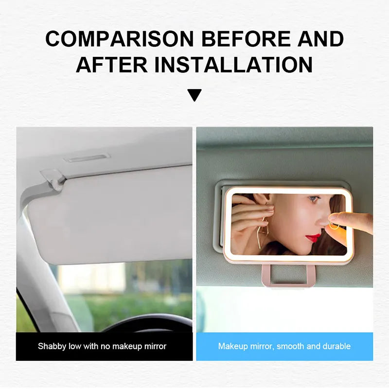 SEAMETAL Rechargeable LED Makeup Mirror : Car Interior Sun Visor Plate for Girls & Women - Universal Vanity Mirror with Fill Light