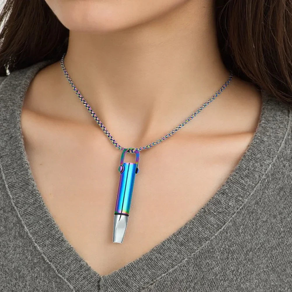 Quit Smoking Meditation Pendant Necklace – Titanium Steel Unisex Anti-Smoking Necklace with Filter Cotton