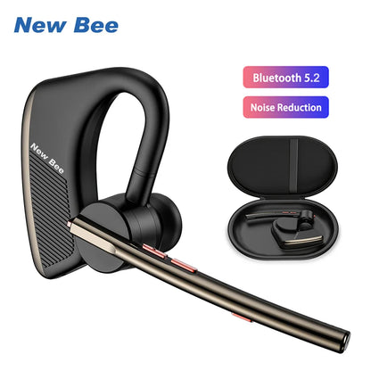 New Bee M50 Bluetooth Headset – Wireless Earpiece with Dual Mic, CVC8.0 Noise Cancelling, 24H Talk Time, V5.2 Handsfree Earphones