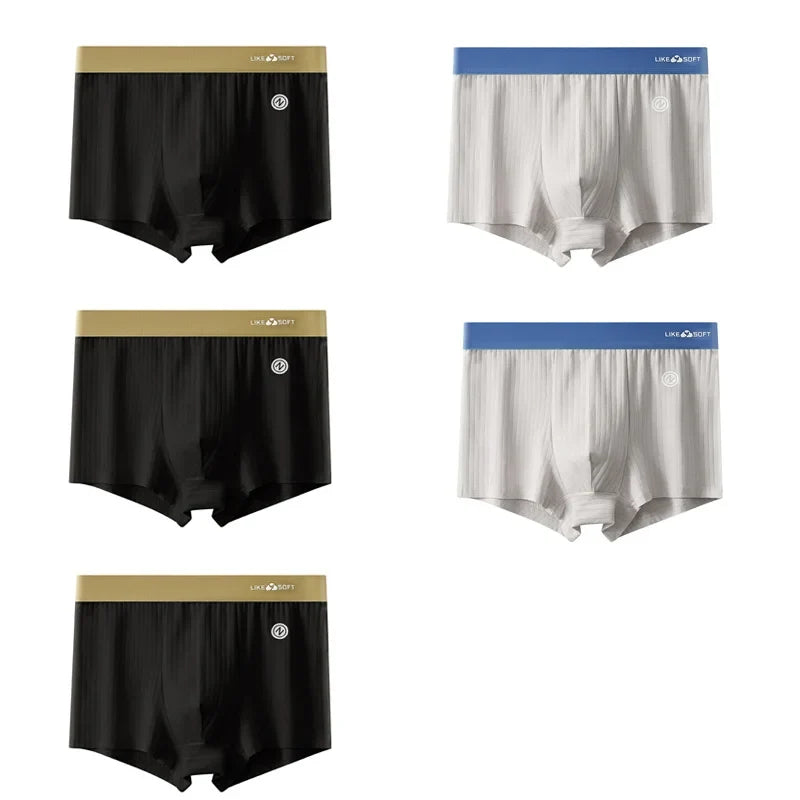 5PCS Men's Striped Boxer Shorts - Funny Comfortable Underwear with U-Convex Design