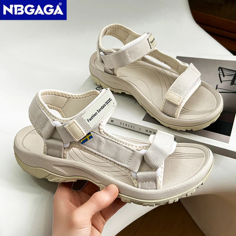 Women’s Casual Flat Sandals – Soft Sole Open-Toe Summer Beach Shoes, Breathable Comfort Walking Footwear for Outdoor Wear