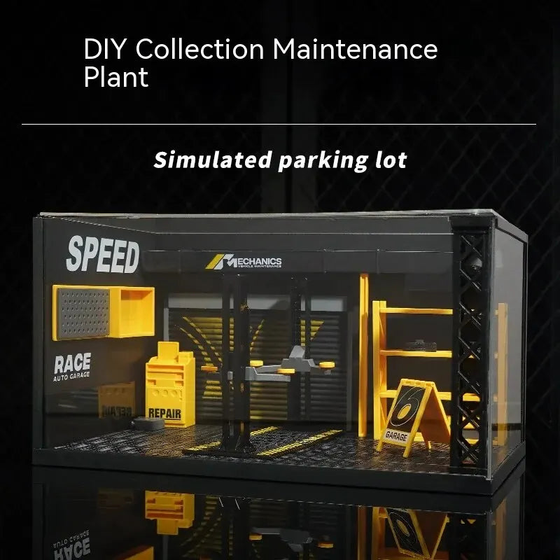 1:24 / 1:32 Scale Light-Up Parking Lot Toy – DIY Assembly Diecast Alloy Car Garage Scene for Display & Kids Gift