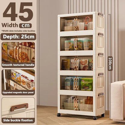 Installation-Free Foldable Storage Cabinet – Plastic Organizer for Kids’ Clothes & Snacks