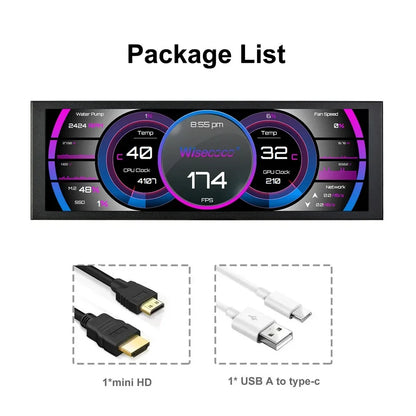 Portable Stretched Monitor - 1920x440 IPS LCD Display for Raspberry Pi, AIDA64 PC & Laptop Setup