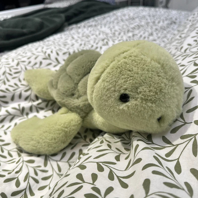 Realistic Tortoise Plush Toy — Soft Sea Turtle Stuffed Animal Doll with Keyring