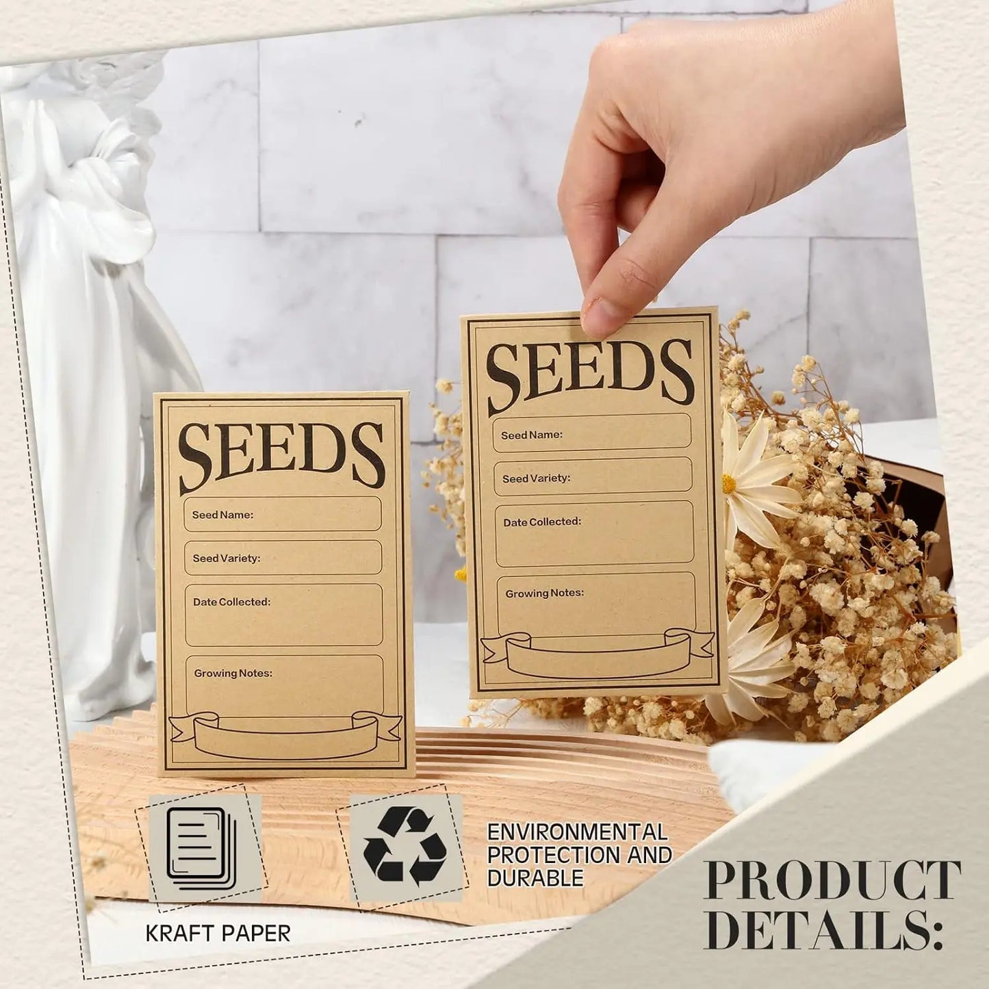 50/100/150 Pcs Brown Resealable Seed Envelopes – 3.15x4.72 Inch Small Storage Packets for Seeds