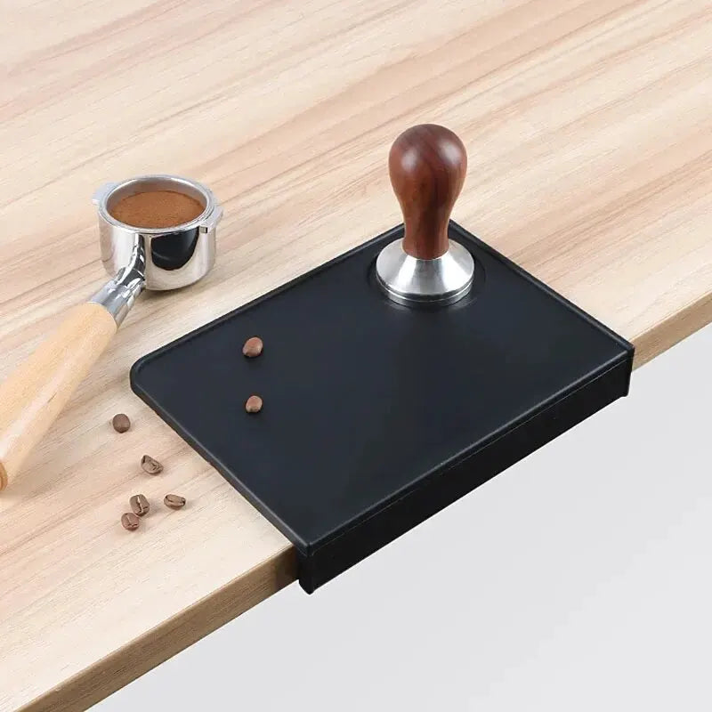 Anti-Skid Coffee Tamper Mat – Food-Grade Silicone Pad, Thickened Black Espresso Tamping Mat for Office, Bar & Café