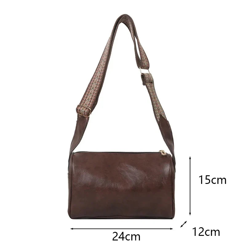 Vintage PU Leather Boston Handbag – Small Women’s Crossbody Purse for Casual Travel & Fashion