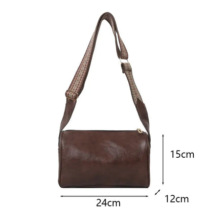 Vintage PU Leather Boston Handbag – Small Women’s Crossbody Purse for Casual Travel & Fashion