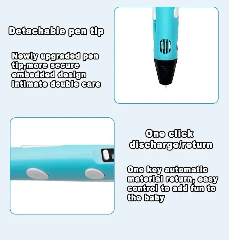 USB 3D Printing Pen – 9M PLA Children’s 3D Drawing & Graffiti Pen, Smart DIY Art Toy for Gifts