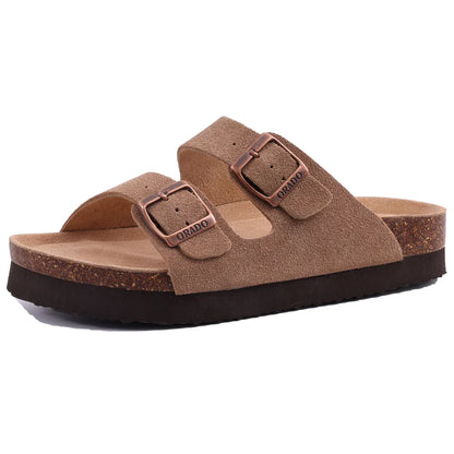 Comwarm Women’s Suede Mules & Men’s Cork Insole Clogs – Arch Support Sandals for Outdoor, Beach, and Home Slides