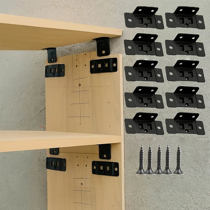 10Pcs Heavy-Duty L-Shaped Furniture Brackets with Screws – Durable Cabinet Support Racks for Easy Installation and Home Repair