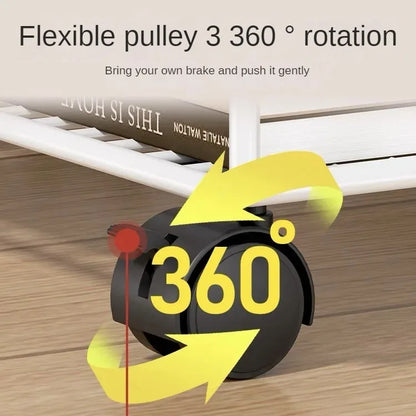 Multi-Layer Storage Trolley Cart - Rolling Bookshelf, Kitchen & Bathroom Organizer with Wheels