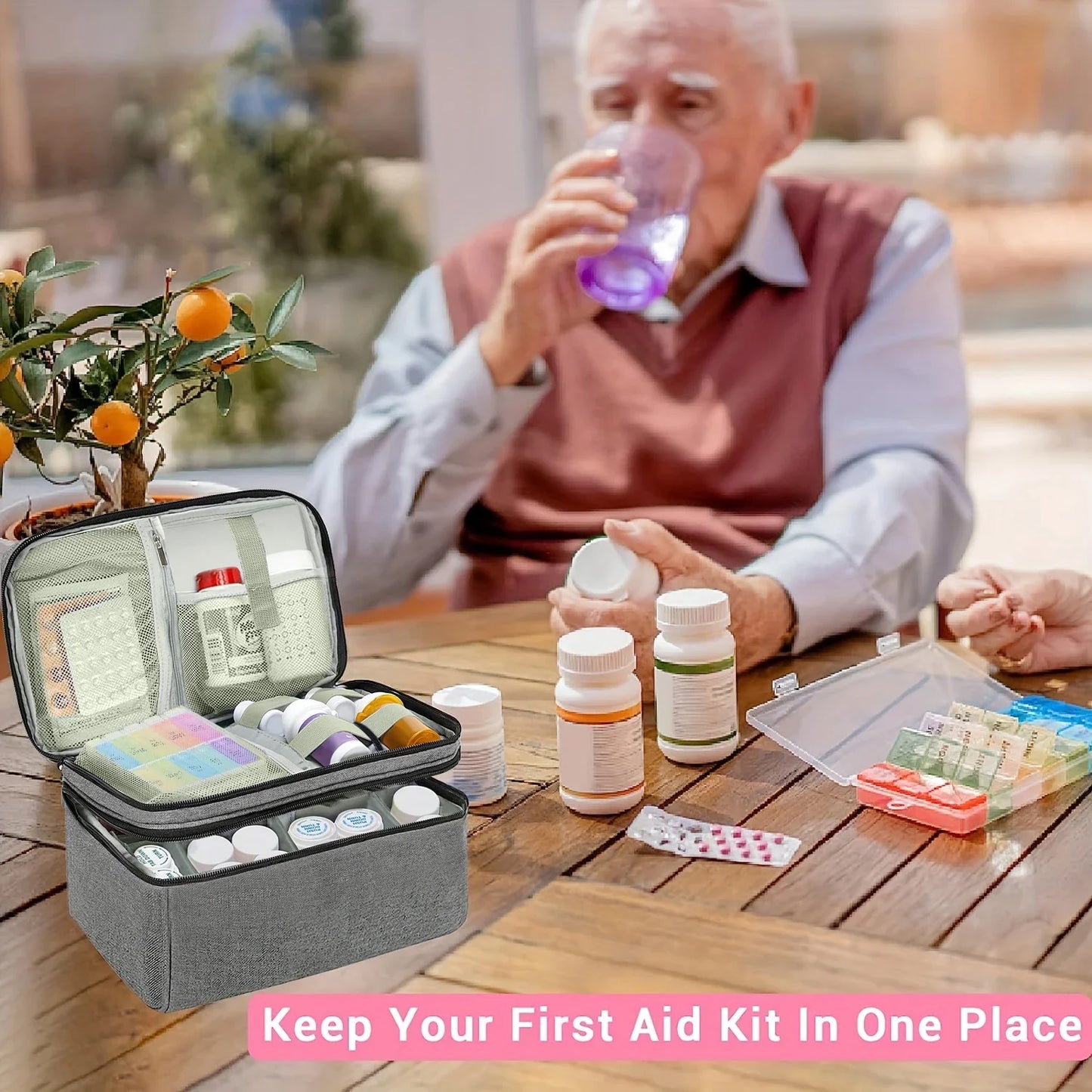 Medicine Organizer & Storage Bag — Family First Aid Box, Pill & Emergency Medication Organizer