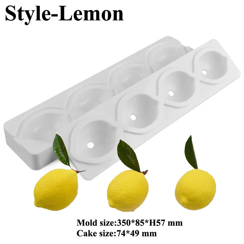 SHENHONG 3D Lemon Silicone Mould – 6-Cavity French Dessert Mousse Cake Mold for Pastry & Baking