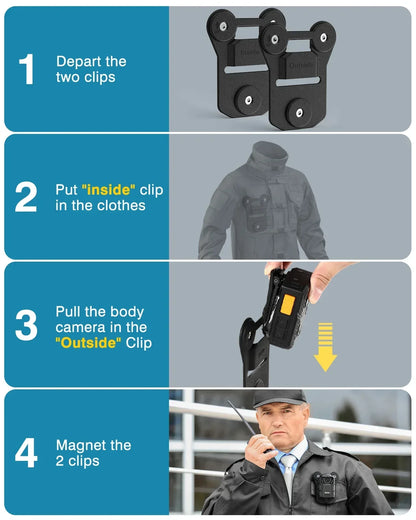 Magnetic Suction Back Clip for Boblov KJ21 & PD70 Mini Body Cameras – Strong Magnetic Hold