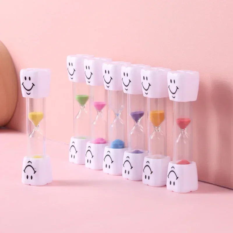 3-Minute Smiling Face Tooth Brushing Sand Timer - Hourglass Clock for Kids, Home Decoration, and Gifts