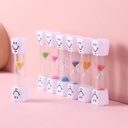 3-Minute Smiling Face Tooth Brushing Sand Timer - Hourglass Clock for Kids, Home Decoration, and Gifts