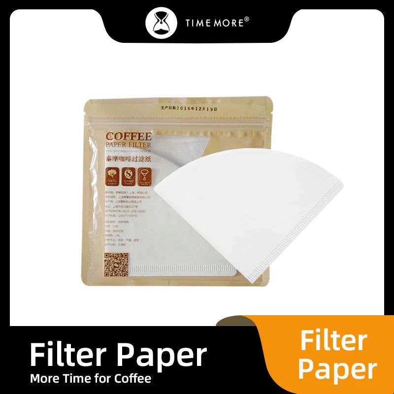 TIMEMORE Coffee Pot Filter Paper - 50pcs Hand Drip V-Shaped Filters for American Coffee Machines