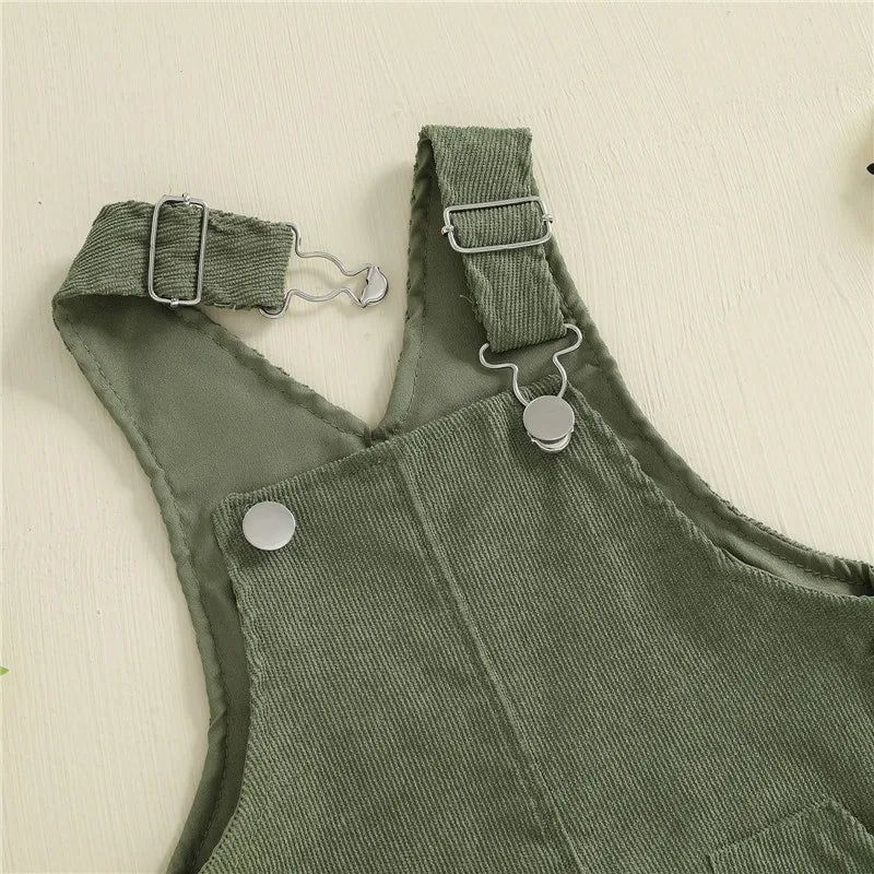 Baby Suspender Jumpsuit - Unisex Solid Color Button Overalls for 0-24 Months Toddler Boys & Girls