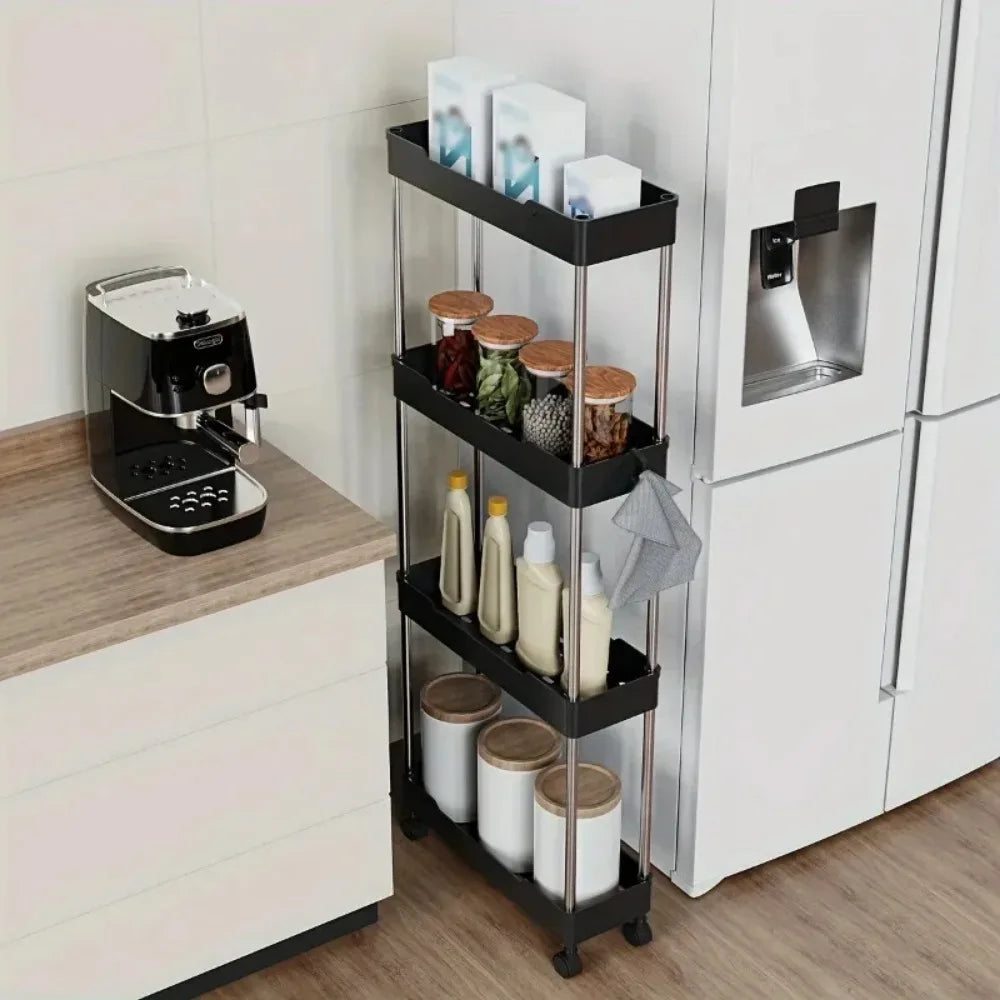Rolling Bathroom Storage Rack with Wheels: 3/4 Layer Multi-Purpose Utility Cart - Organize Your Bathroom with Ease