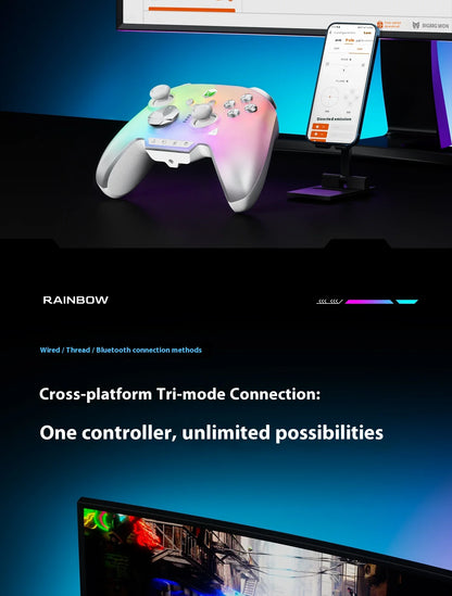 Bigbigwon Rainbow3 Wireless Game Controller Charging Base – RGB Magnetic Dock for PC Gaming