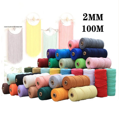 2mm 100M Macrame Cotton Cord – Twine Thread for DIY Crafts, Wall Hangings, Bohemian Wedding & Home Decor