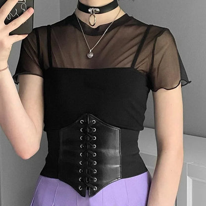 European & American Style Ladies Belt - Dark Series Fashion Waist Seal, French Court Style for Spring & Summer