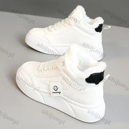 Women’s Chunky Sneakers – Autumn Winter Warm Cotton Plush Platform Fashion Shoes