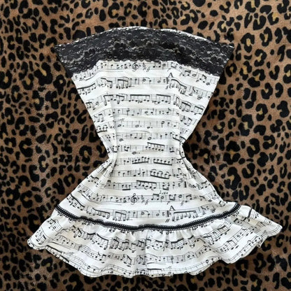 Y2K Gothic Ruffle Skirt - Black & White Polka Dot Punk Lolita Mini Skirt