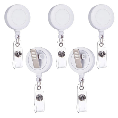 5 Pack Retractable Badge Reels - Swivel Alligator Clip ID Holder with Multitool Carabiner Keychain Design