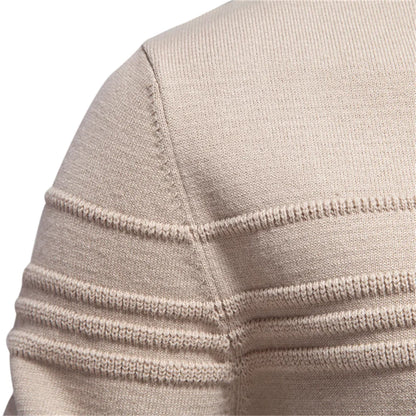 AIOPESON Men's Crewneck Sweater - Striped Cotton Knit Pullover Autumn Winter Warm Casual Top