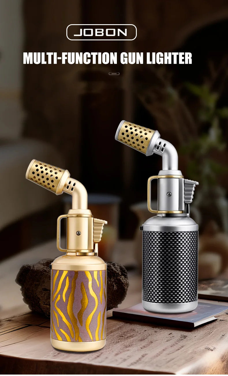 JOBON Creative Cigar Lighter | Windproof Blue Flame with Locking Rotor & UV Transfer Print, Unique Gift Craft