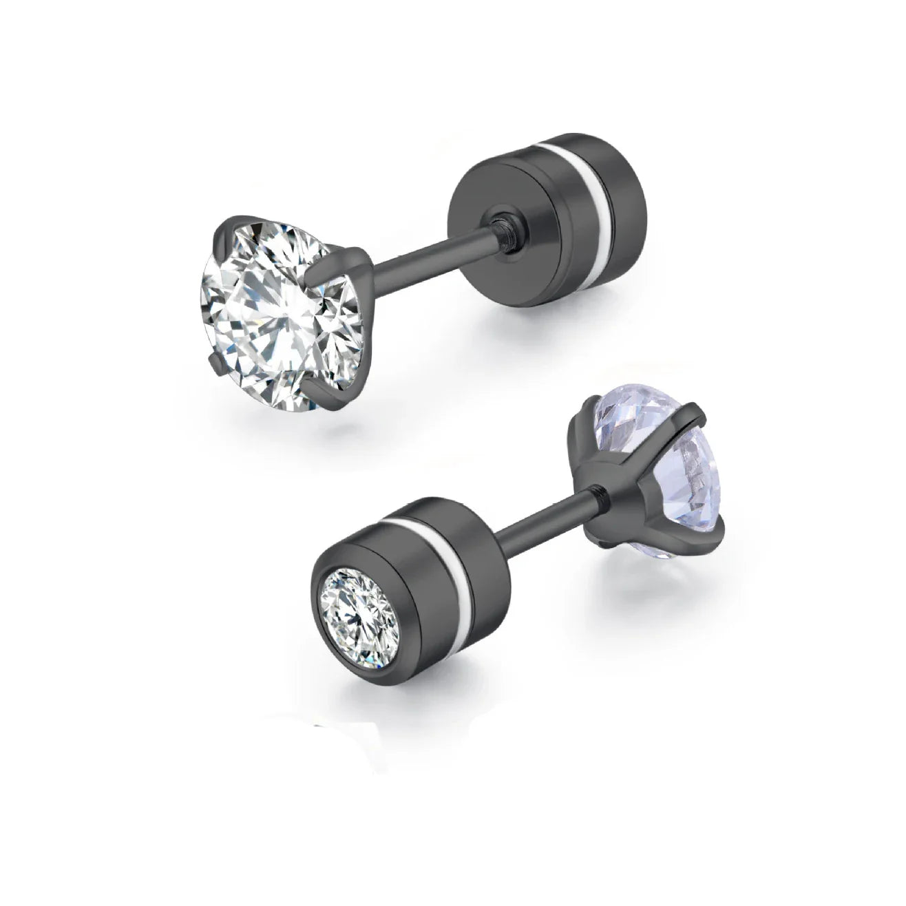 Medical Stainless Steel Crystal Zircon Ear Studs – Hypoallergenic Tragus & Cartilage Screw Piercing Earrings Jewelry