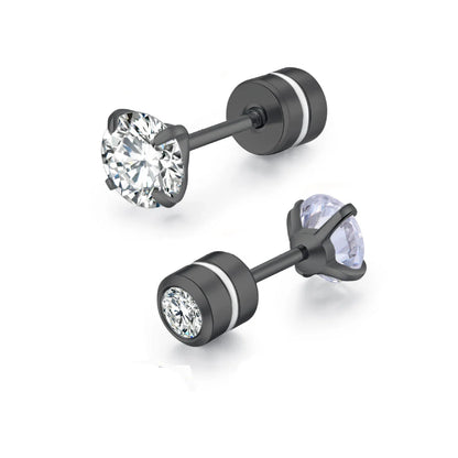 Medical Stainless Steel Crystal Zircon Ear Studs – Hypoallergenic Tragus & Cartilage Screw Piercing Earrings Jewelry