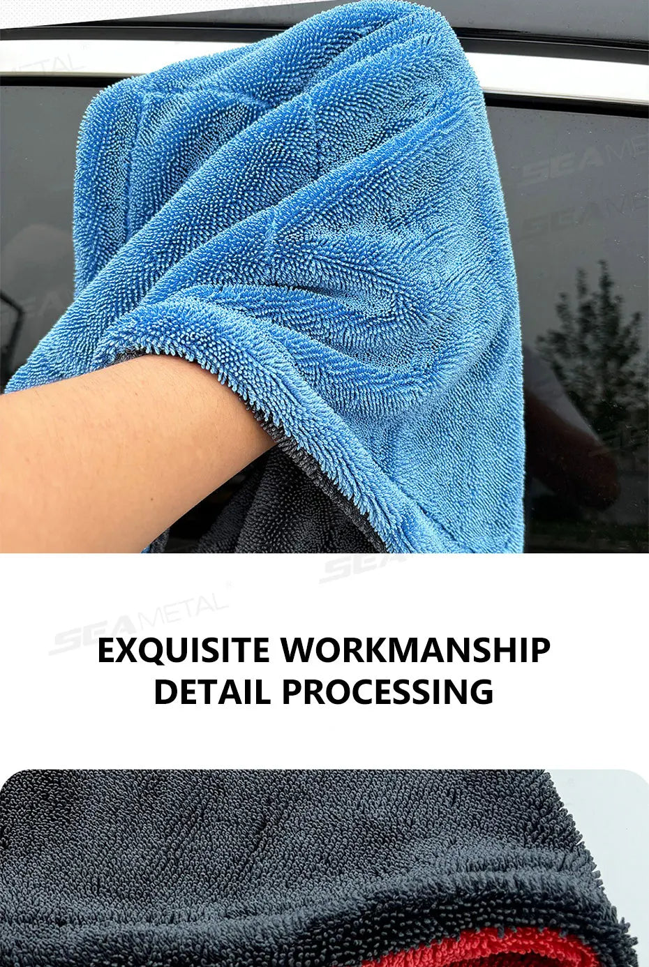 SEAMETAL 1200GSM Microfiber Car Towel – Ultra-Soft Heavy-Duty Drying & Detailing Cloth