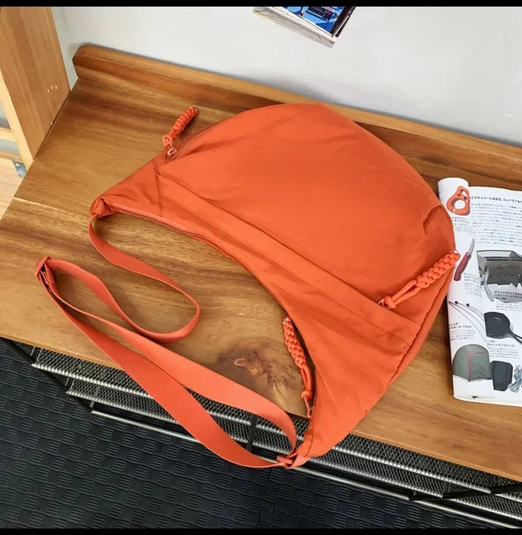 Trendy Women’s Soft Cloth Shoulder Bag | Solid Color Casual Crossbody & Hobo Bag for Students