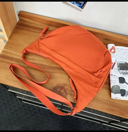 Trendy Women’s Soft Cloth Shoulder Bag | Solid Color Casual Crossbody & Hobo Bag for Students